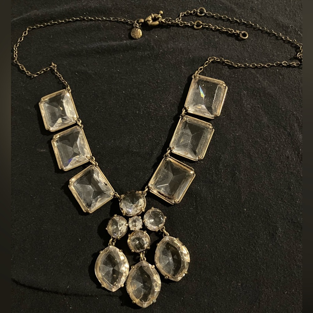 J. Crew Gold and Clear Geometric Necklace